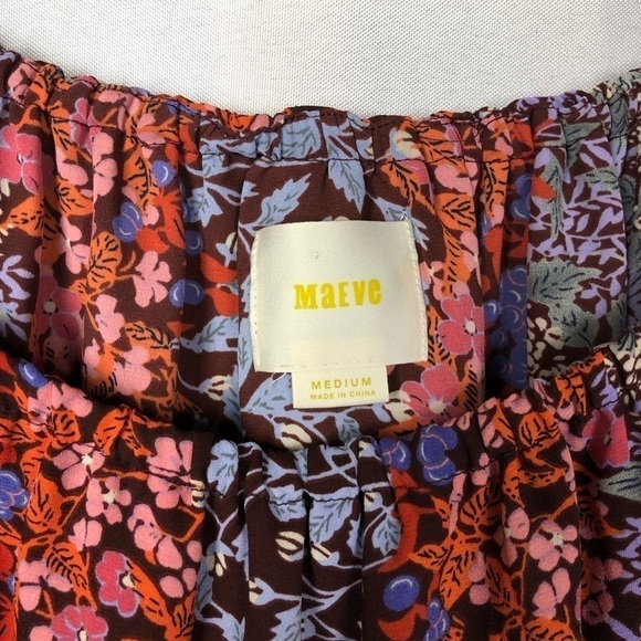 Anthropologie Maeve Vallita Red & Purple Floral OffShoulder Short Sleeve Top M - Picture 7 of 11